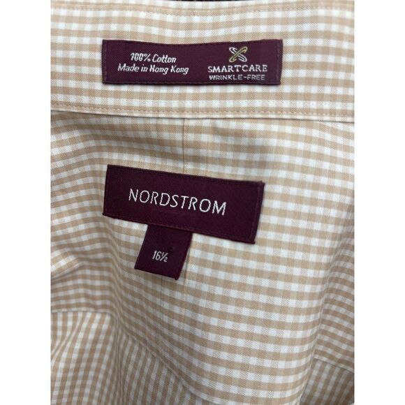Nordstrom Smartcare Wrinkle-Free Short Sleeve Checkered Shirt Size 16 1/2 NWOT - Picture 8 of 9